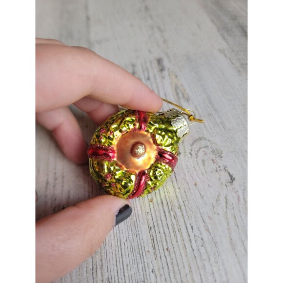 Mini glass reindeer wreath ornament Xmas rudolph - Picture 5 of 5